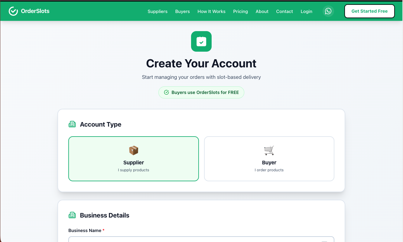 Register Your Business screenshot